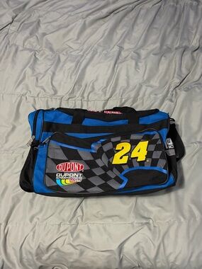 Nascar Blue & Black Duffel Bag with Yellow '24' Jeff Gordon Racing Graphic